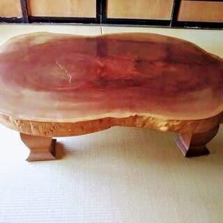 「使用後は室内にて、大切に保管していました」総玉杢欅テーブル／自伐自作part７