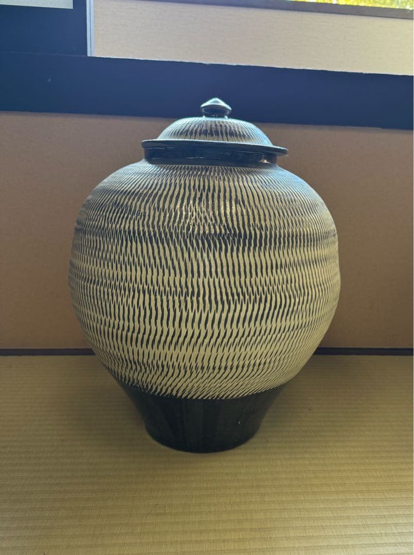 小鹿田焼 飛び鉋 壷