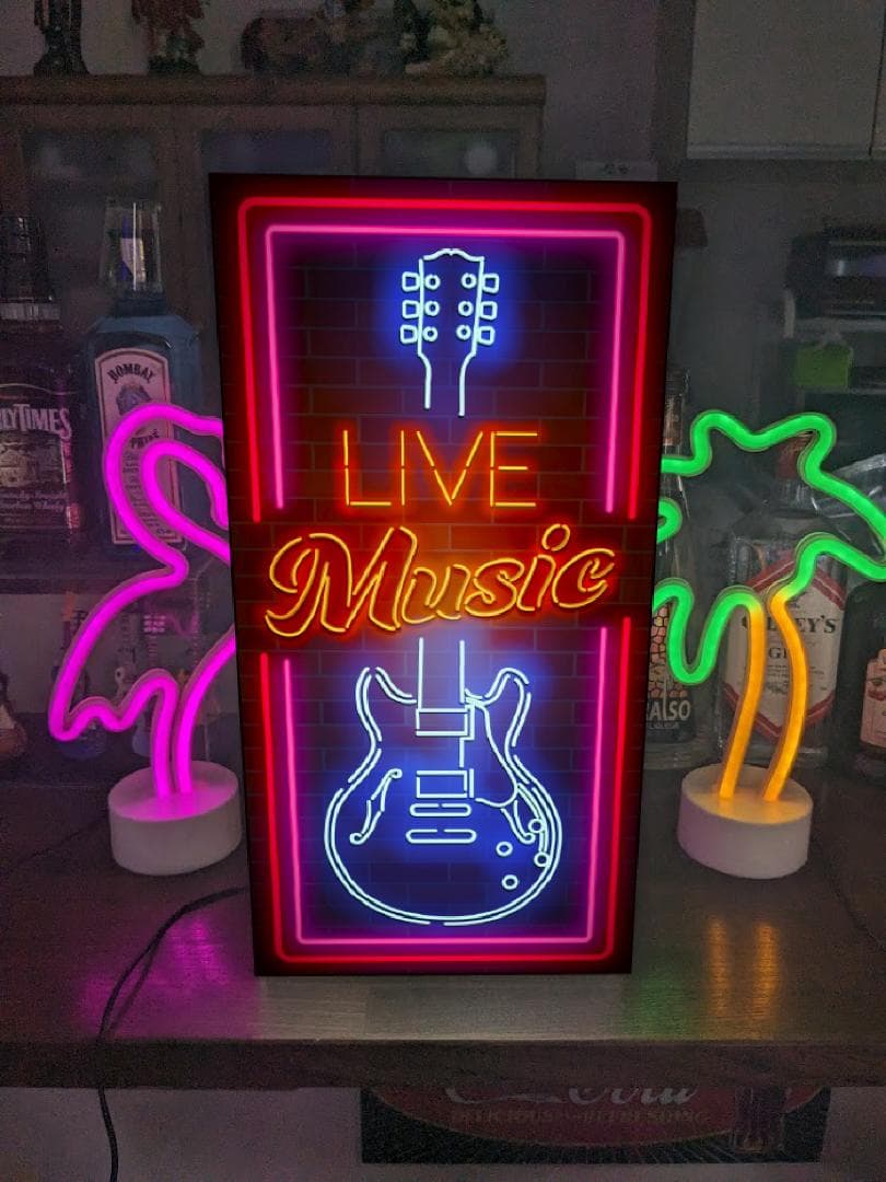 ライブ ミュージック エレキギター レスポール 看板 置物 雑貨 ライトBOX