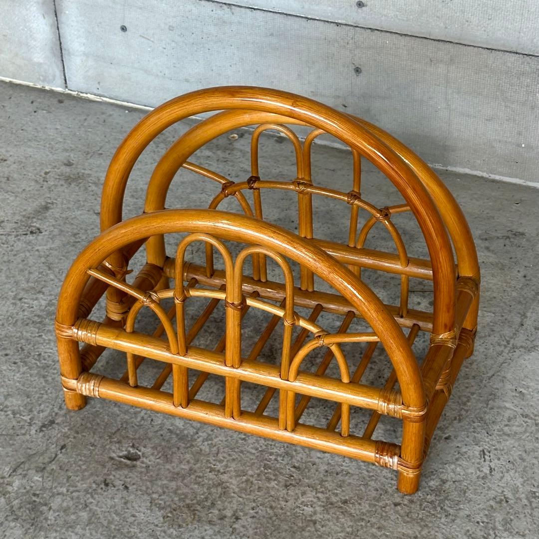 ꧁オールドラタン꧂昭和レトロ✧ラタン家具4点セット スツール＆ラック