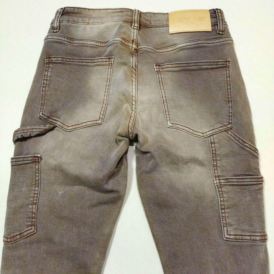 ESNTL LAB　ハードダメージフレアデニムパンツ　ビンテージ加工　茶系　30