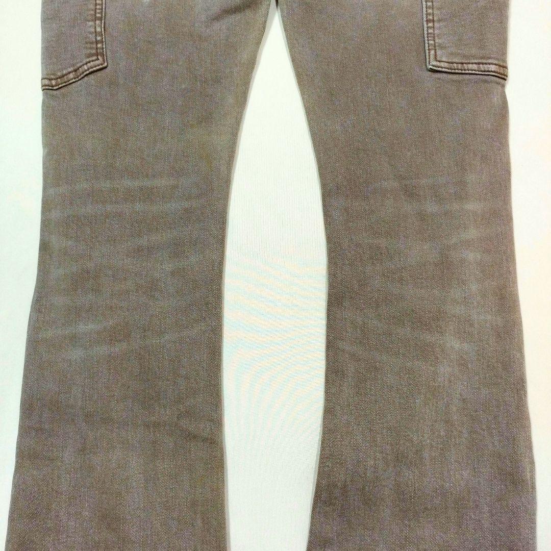 ESNTL LAB　ハードダメージフレアデニムパンツ　ビンテージ加工　茶系　30