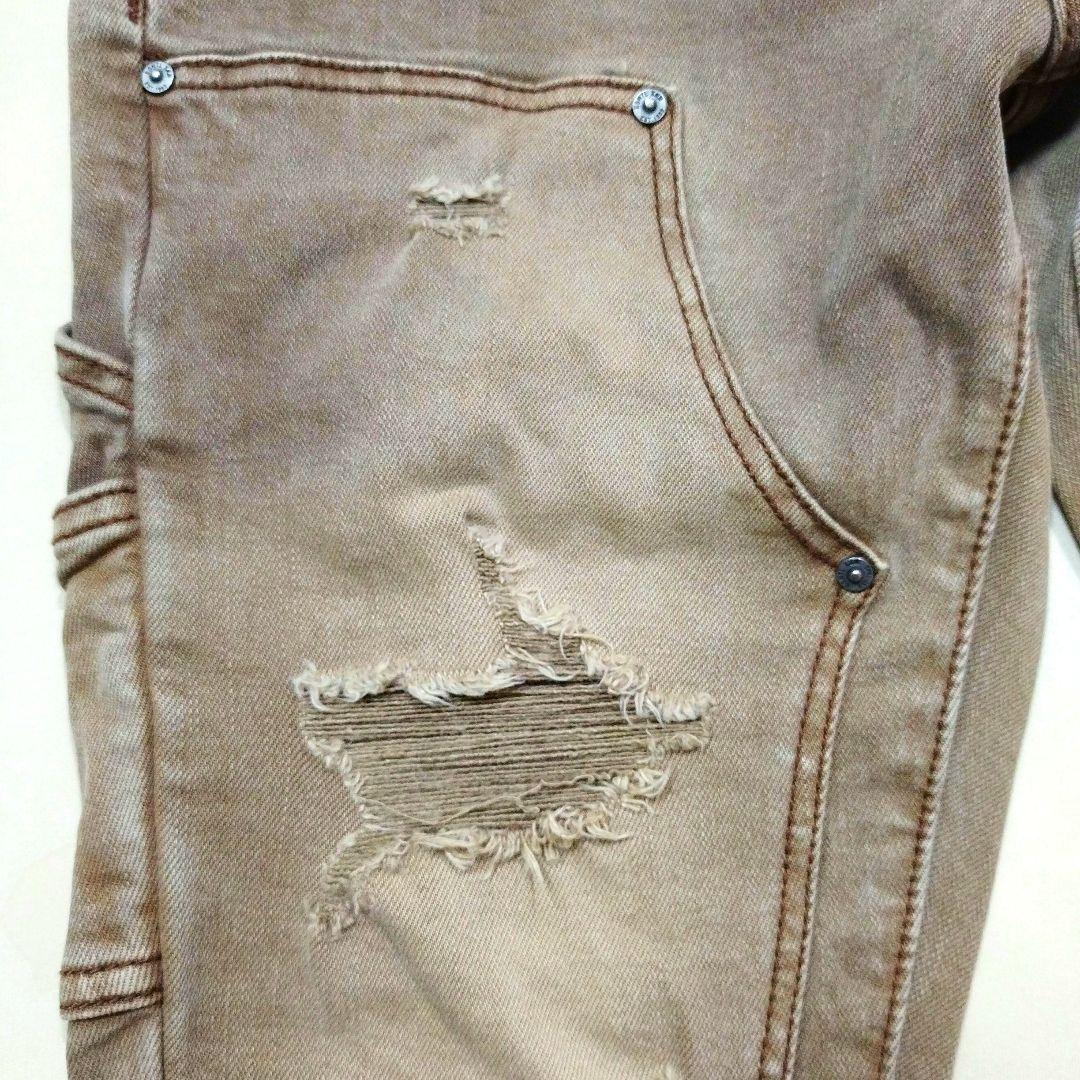 ESNTL LAB　ハードダメージフレアデニムパンツ　ビンテージ加工　茶系　30