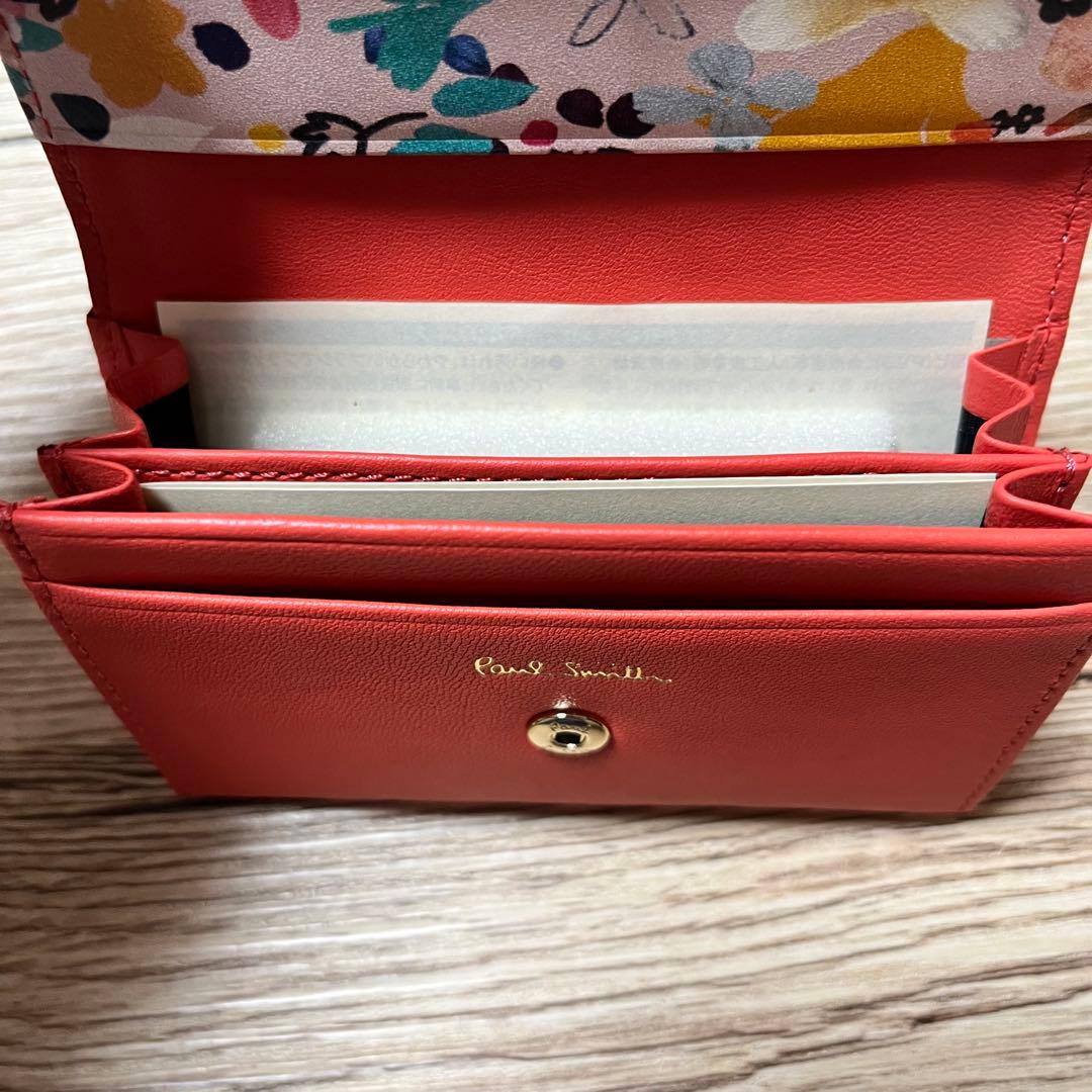 ポールスミス Paul Smith 名刺入れ レッド 箱付き　花柄