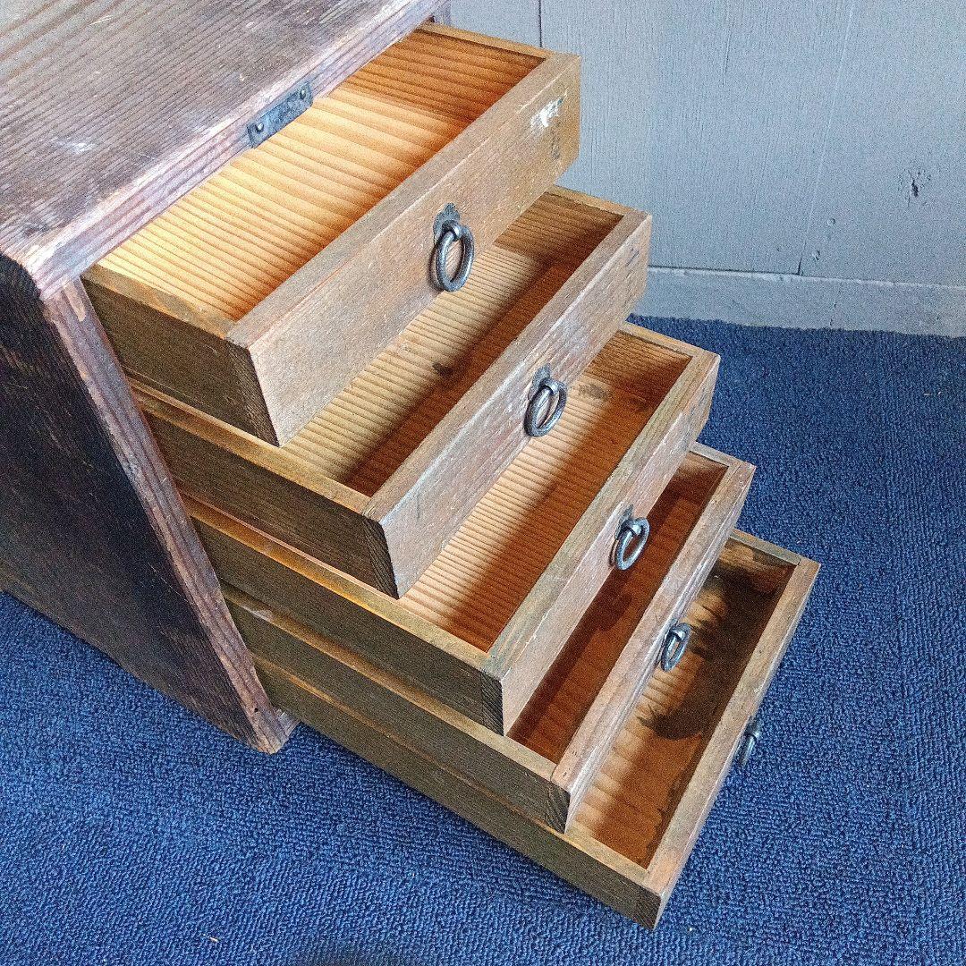 木製引き出し箪笥　鍵付き　ヴィンテージ