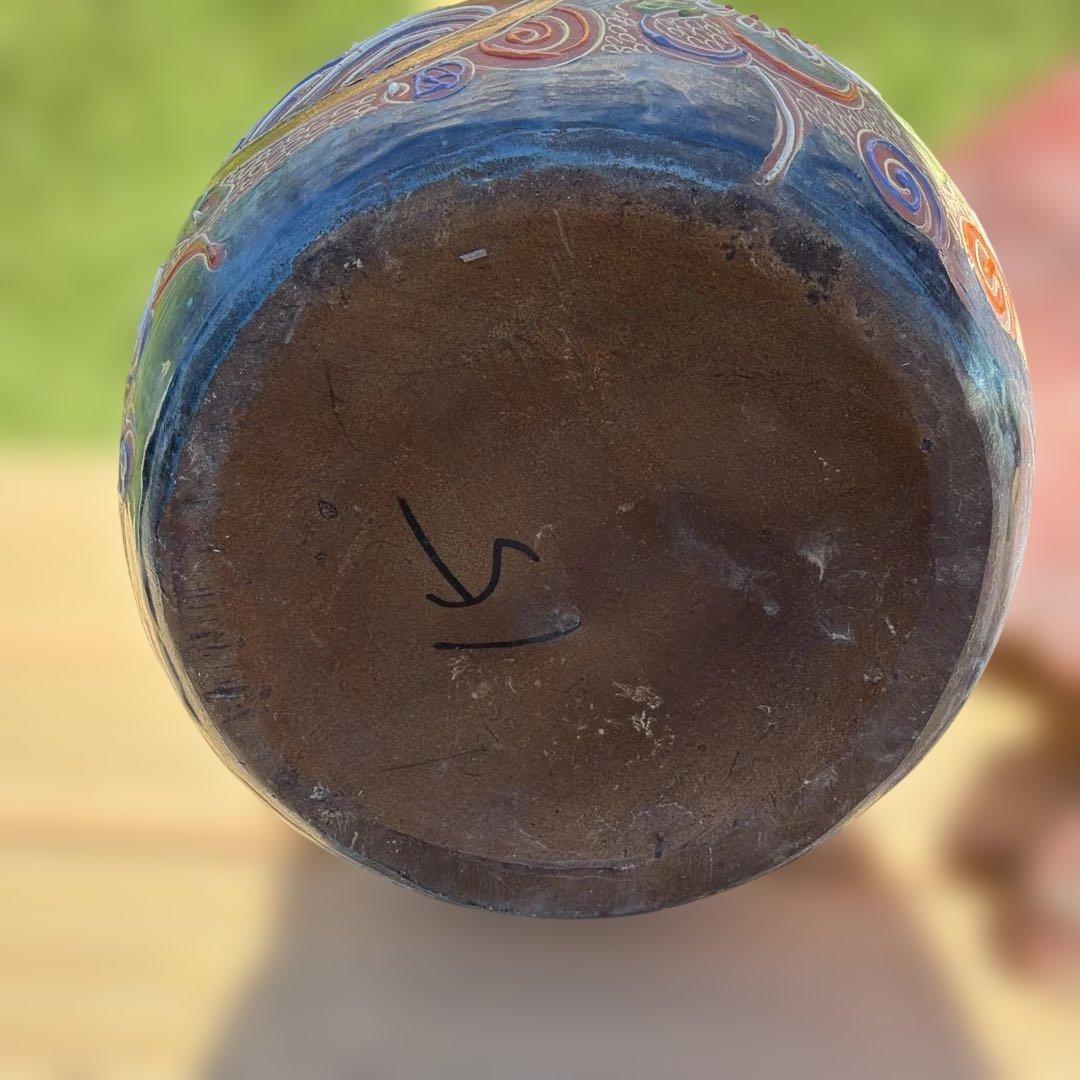 陶器製 獅子 置物 玉付き 九谷焼　シーサ　特大