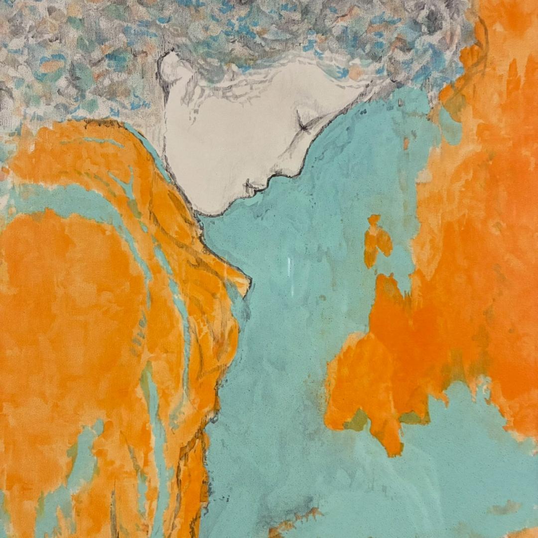 美品 高山辰雄「鳥と」リトグラフ 直筆サイン入 証明シール有 日本画家 文化勲章