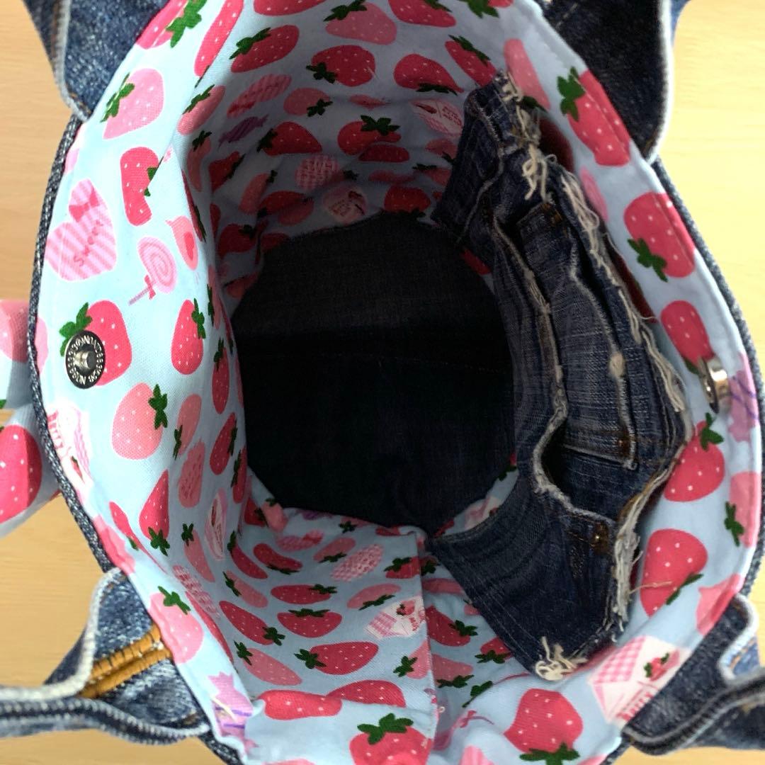 ゆ*ら様 コヤンイサムチョン　ハンドメイド　デニムリメイク　フリルバッグ　トート