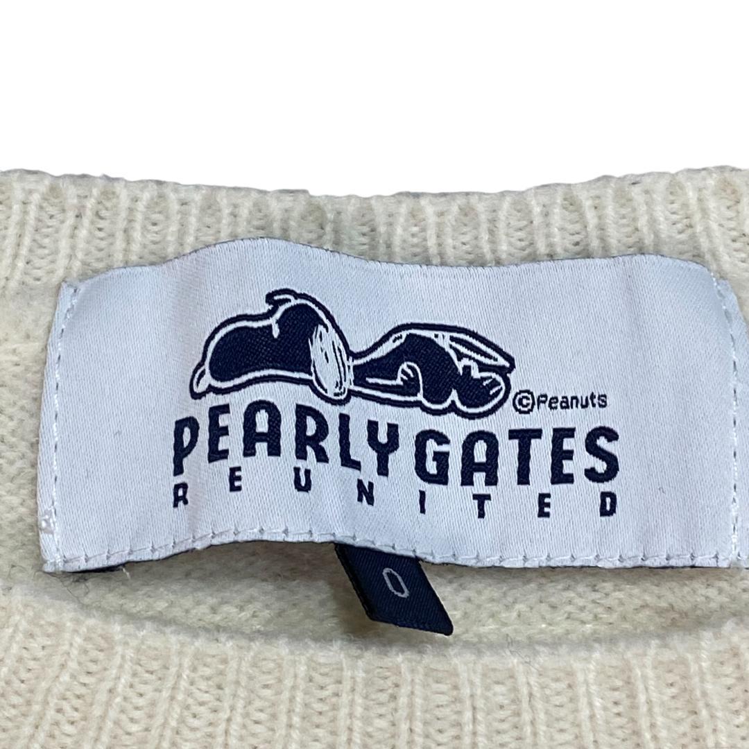 パーリーゲイツ×ピーナッツ クルーネック ニット セーター 0 ベージュ ゴルフ