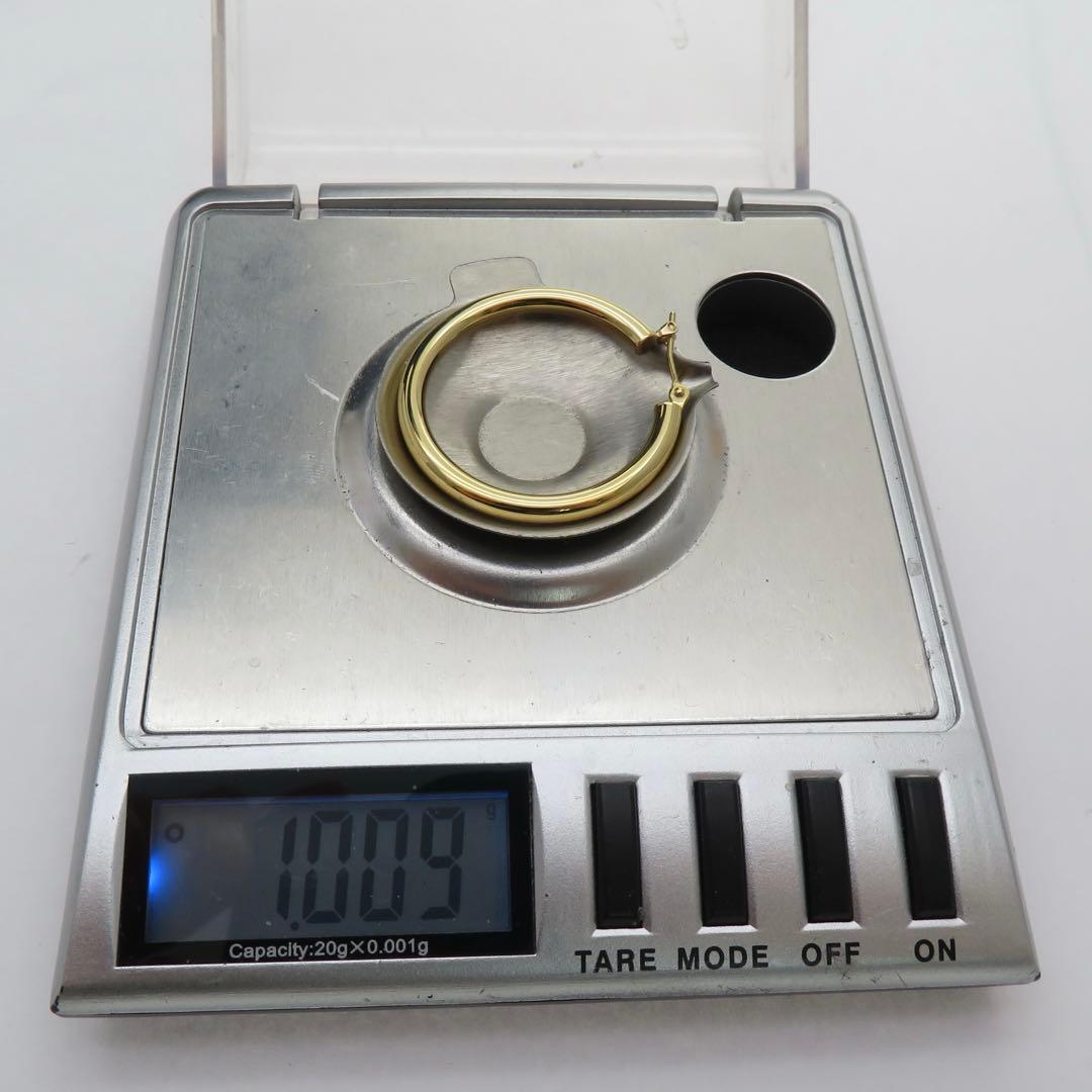 K18YG 18金 フープピアス 幅3mm 外径30mm イエローゴールド　片耳