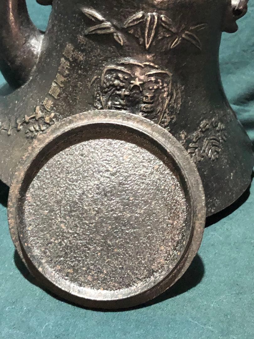 南部鉄瓶　南部鉄器　象嵌　富士釜　茶道具　時代鉄瓶　インテリア