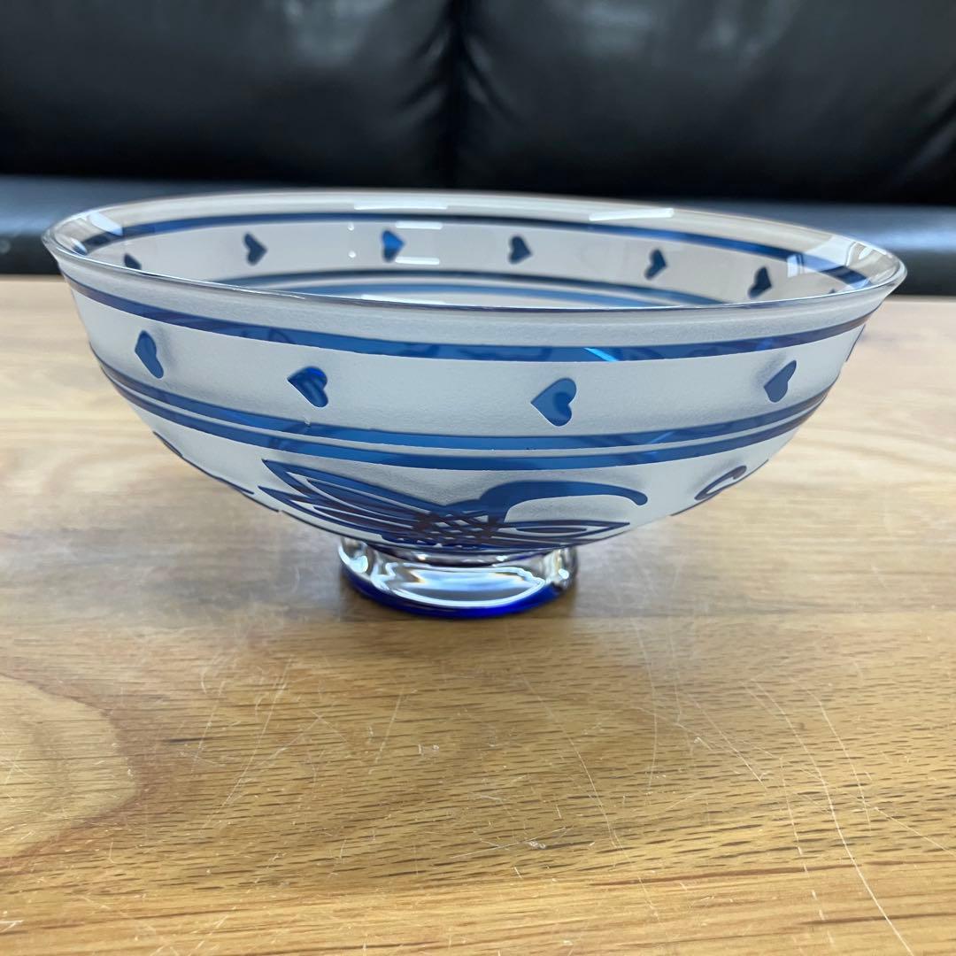 未使用 松添春 硝子 蜻蛉 茶碗 抹茶茶碗 茶道具 ガラス トンボ柄 ガラス工芸