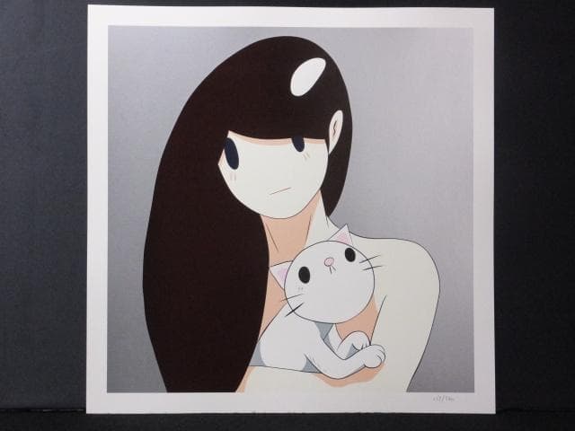 現代アート天野タケル サイン入COA付『Venus with cat』1205F