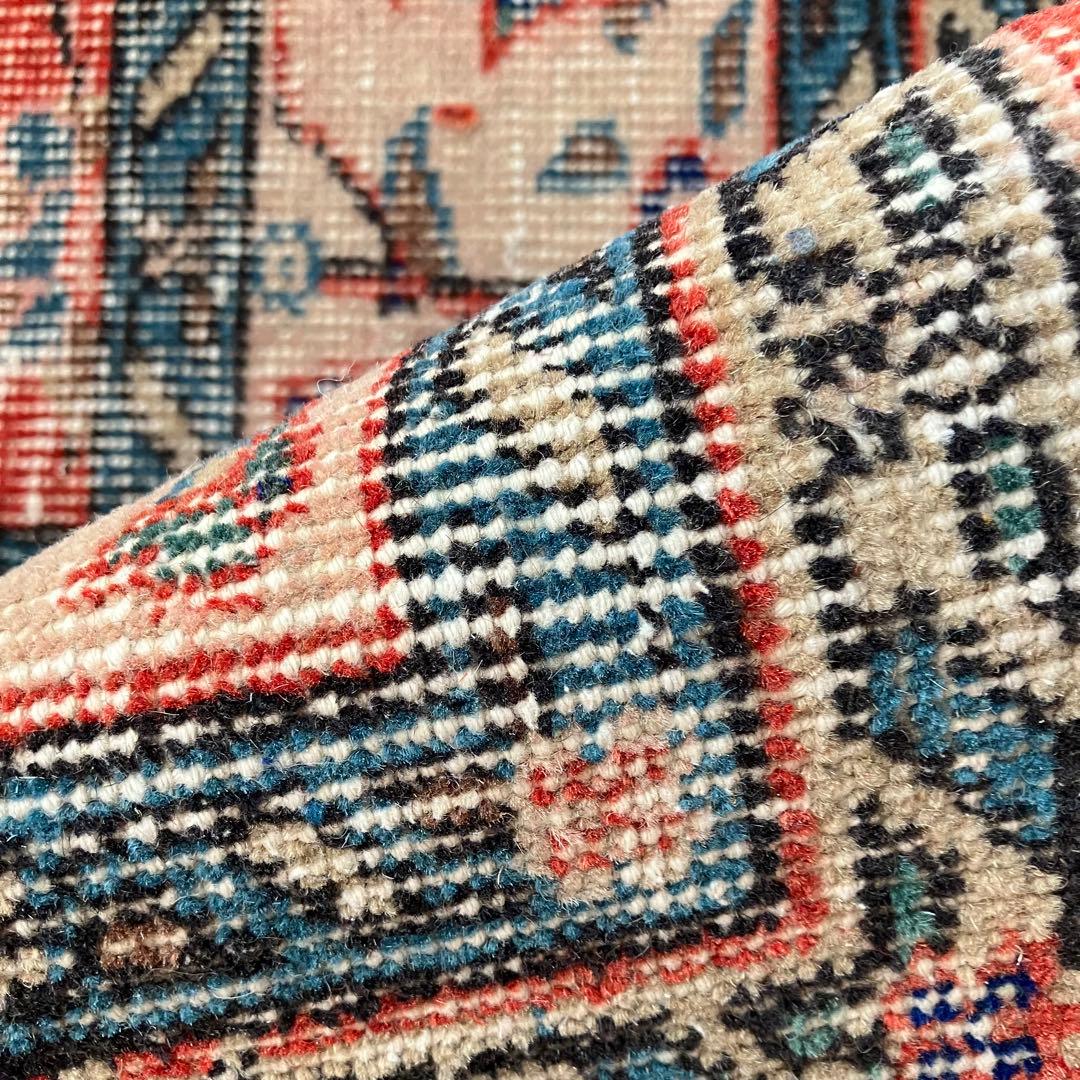 レッド53×163フローラル　ネイビー　ランナー　ロング　トルコヴィンテージラグ