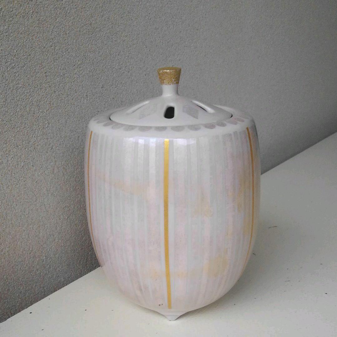 中田一於　九谷焼　香炉　釉裏銀彩