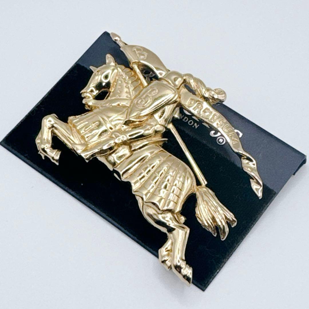 希少✨バーバリー ブローチ ゴールド ホースマーク 金 ピン ロゴ プローサム