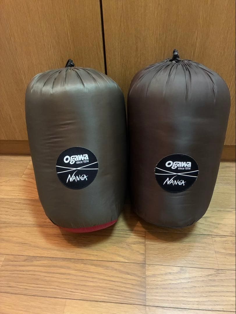 Ogawa Nanga 寝袋 シュラフプラスL(羽毛600g)カーキ×レッド