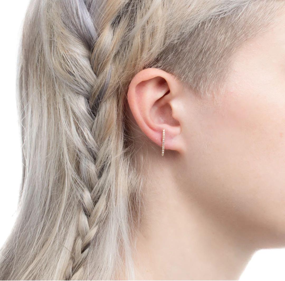 Hirotaka ヒロタカ　ショートバー ダイヤモンド ピアス