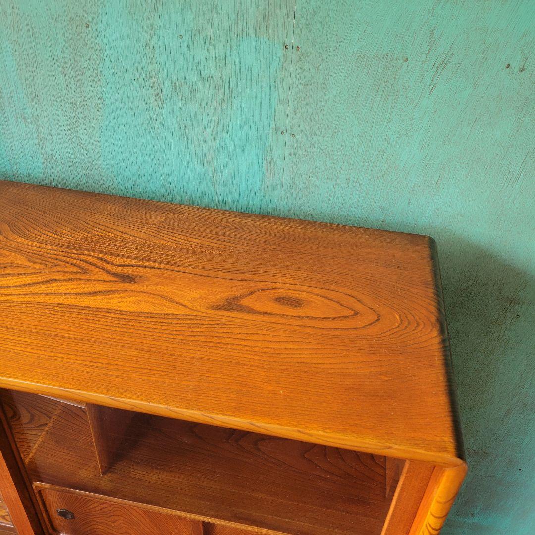 昭和レトロ 茶箪笥 水屋箪笥 ガラス戸収納棚 和家具 ヴィンテージ 店舗什器