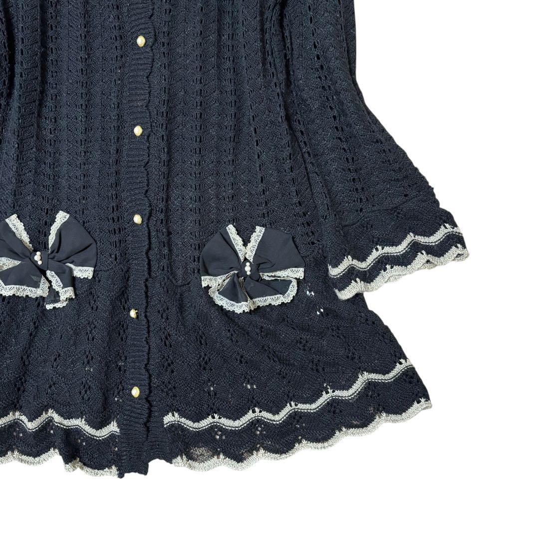 00's axes femme ニットカーディガン リボン 透かし編み
