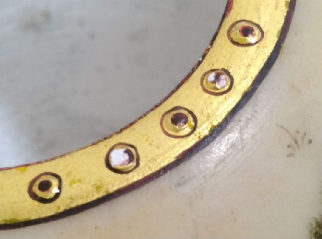 定価25,000円 手描き 象細密図 大理石 小物入 金彩仕上げ マハラジャ様式