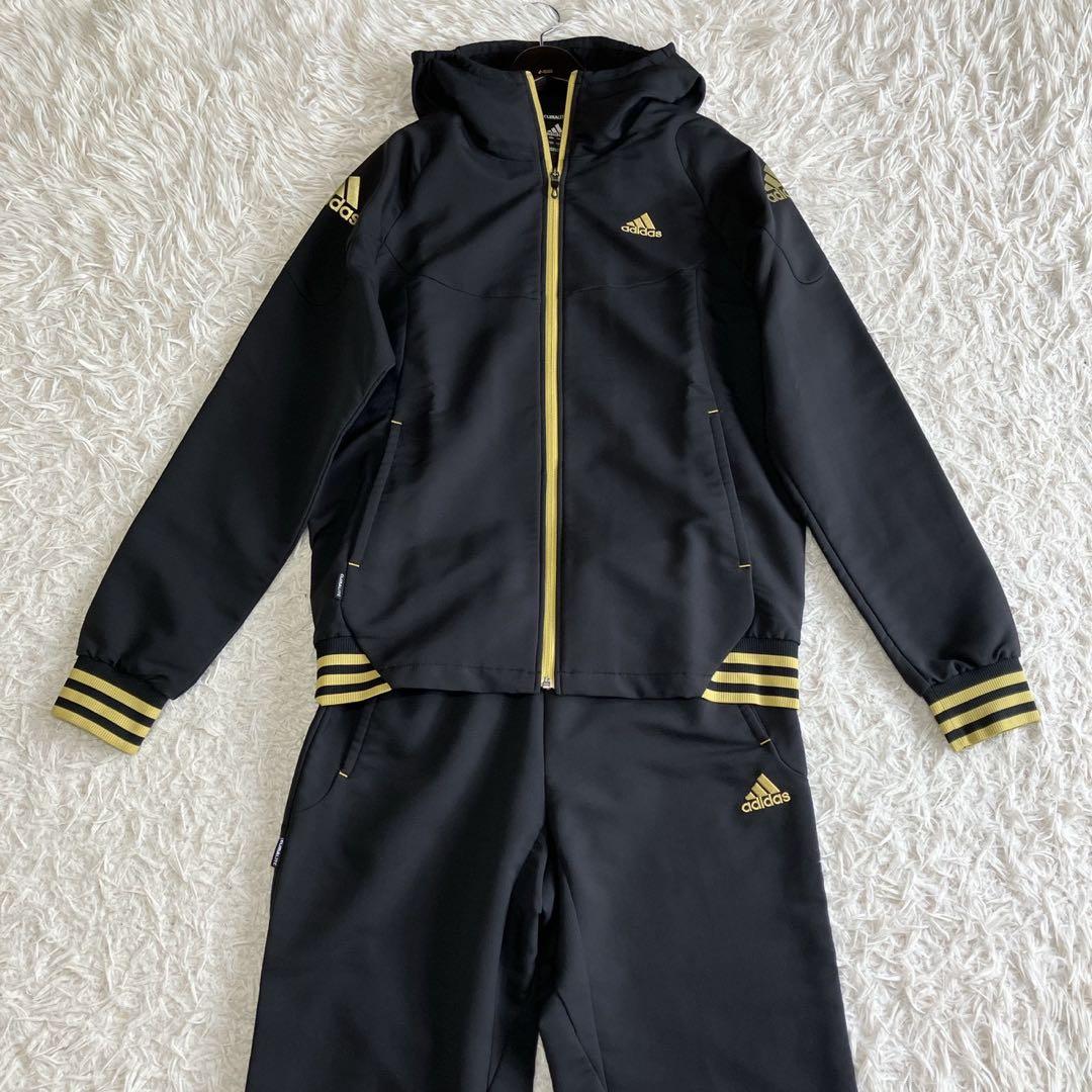 ◎極美品 アディダス 人気の黒×金 ジャージ上下セット L スポーツスタイル