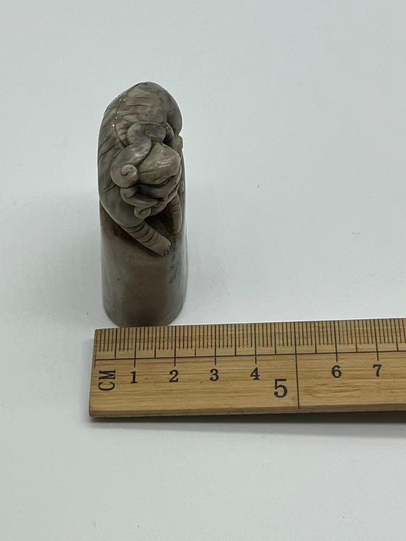 清時代 寿山石印 神獸鈕 巴林石印 印文【墨香龍神】 篆刻印鑑 (F-242)