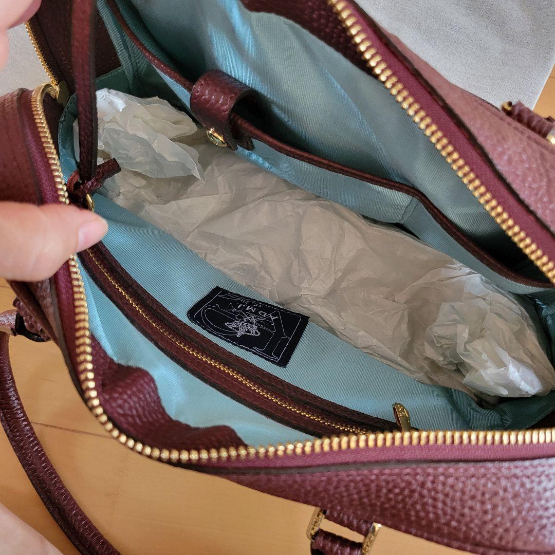 ADMJ バーガンディ レザー バッグ