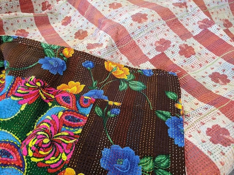 め*ん様 ヴィンテージ　ラリーキルト　グリーンブラウン