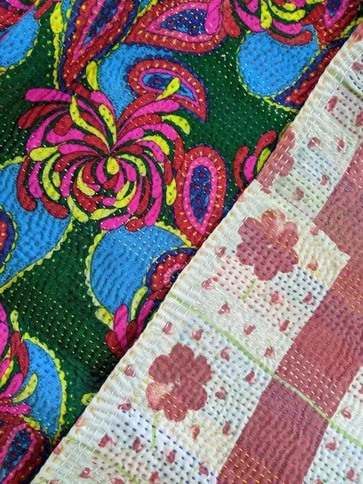 め*ん様 ヴィンテージ　ラリーキルト　グリーンブラウン