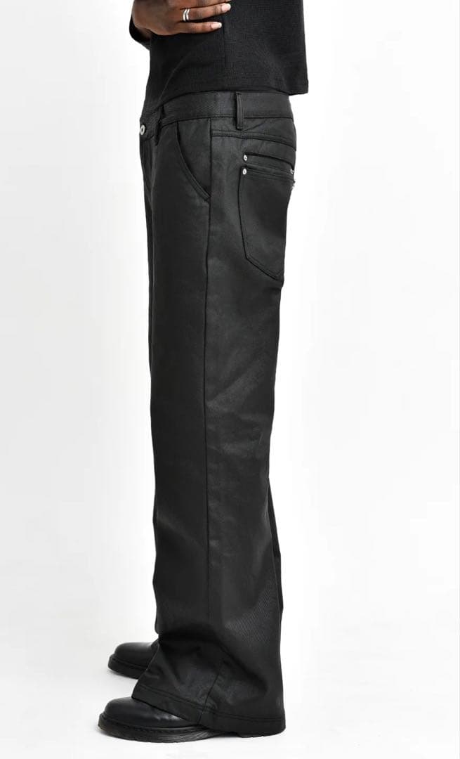 asapmode Stacked Oil Coating Pants フレア　L