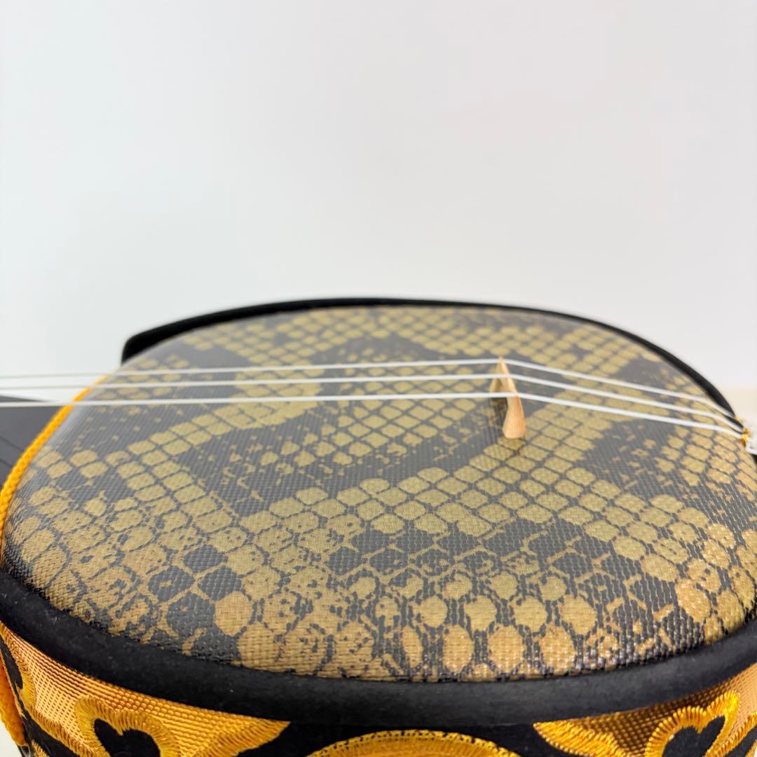 美品 三味線 蛇皮合皮