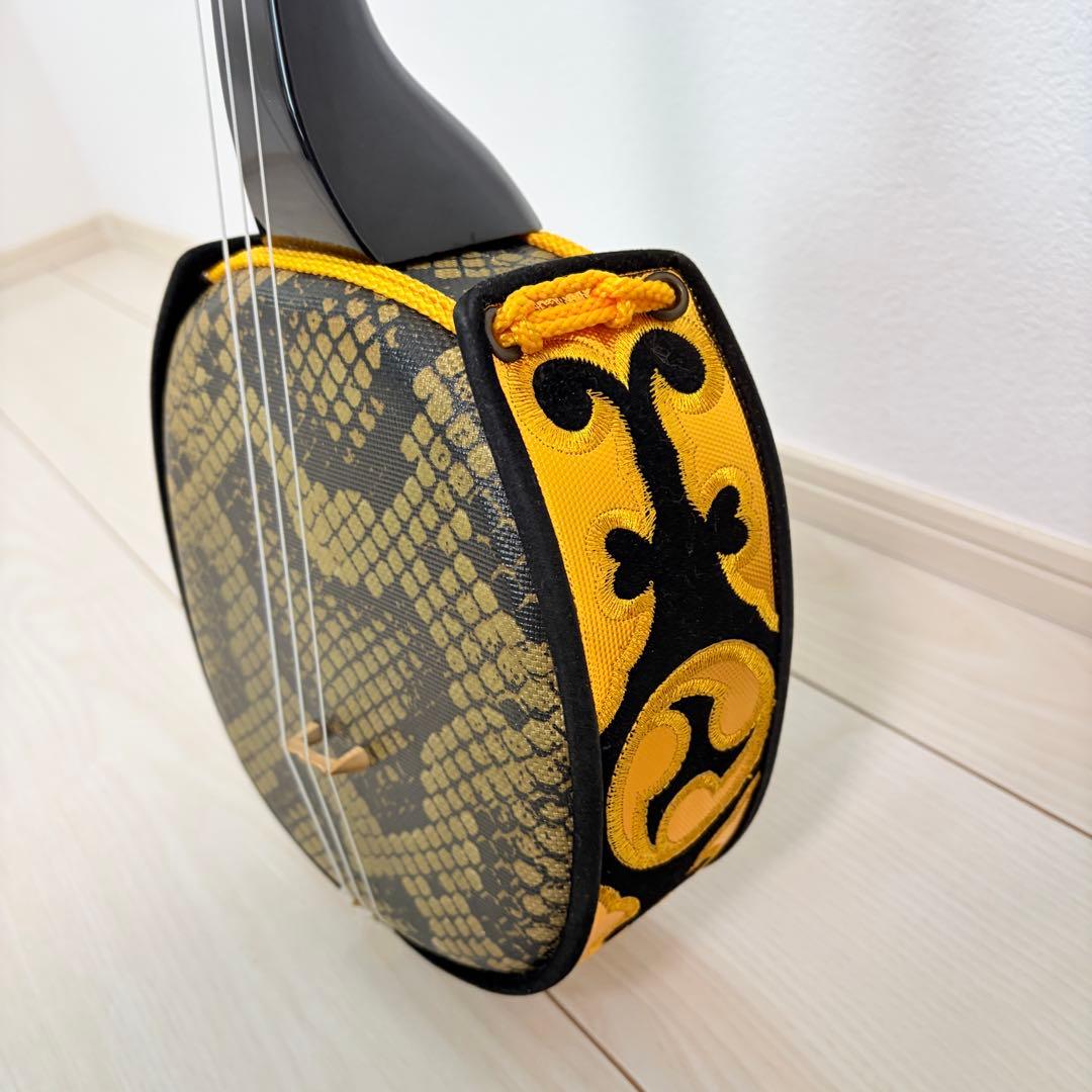 美品 三味線 蛇皮合皮