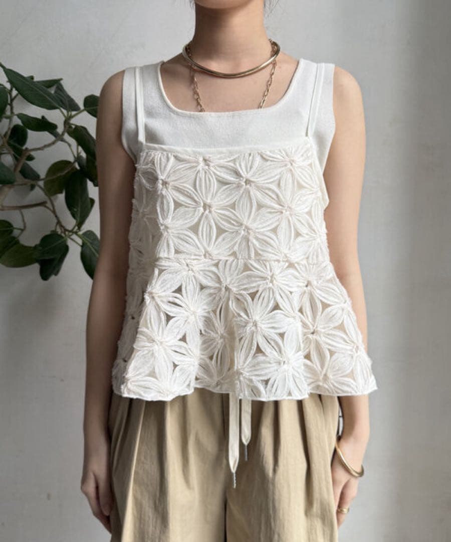 DouDou 【WEB限定】チュールフラワーキャミ