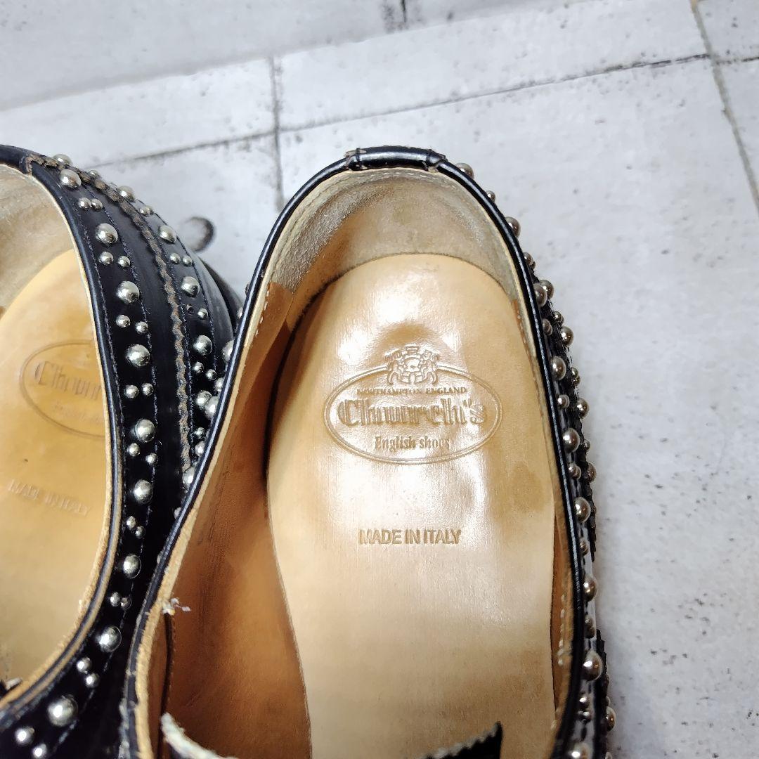 チャーチ BURWOOD スタッズ 37 黒 ウィングチップ バーウッド