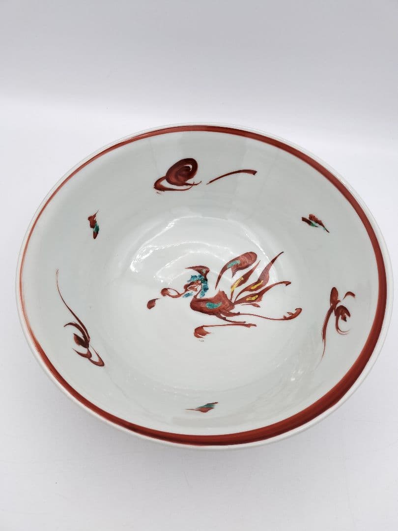b45 菓子鉢 赤絵鳳凰文 廣永窯 坪島土平 木箱 茶道具 菓子器　古物