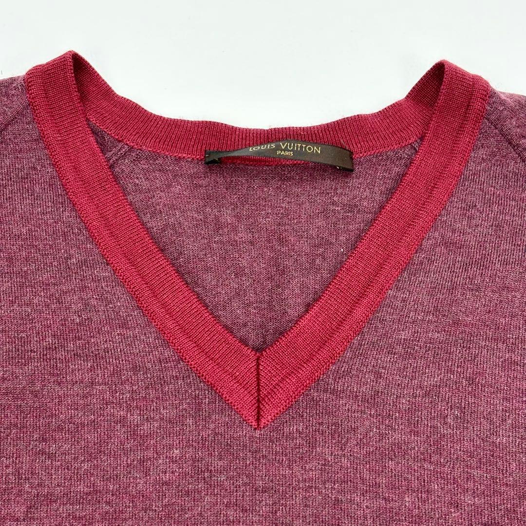 美品✨LOUIS VUITTON ニット カシミヤ混 刺繍ロゴ ボルドー