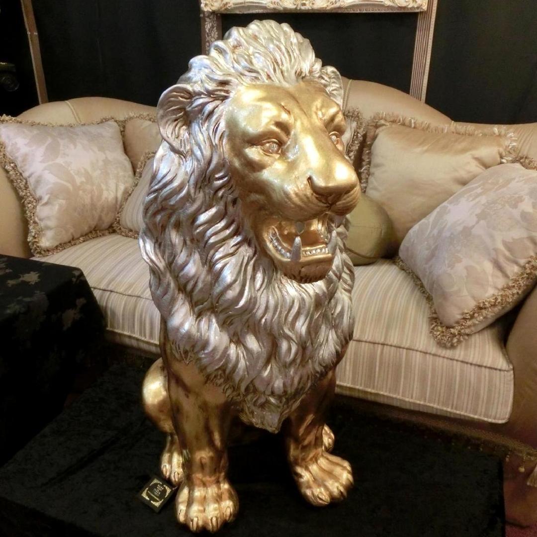 イタリア製　アニマルオブジェ　ゴールドライオン