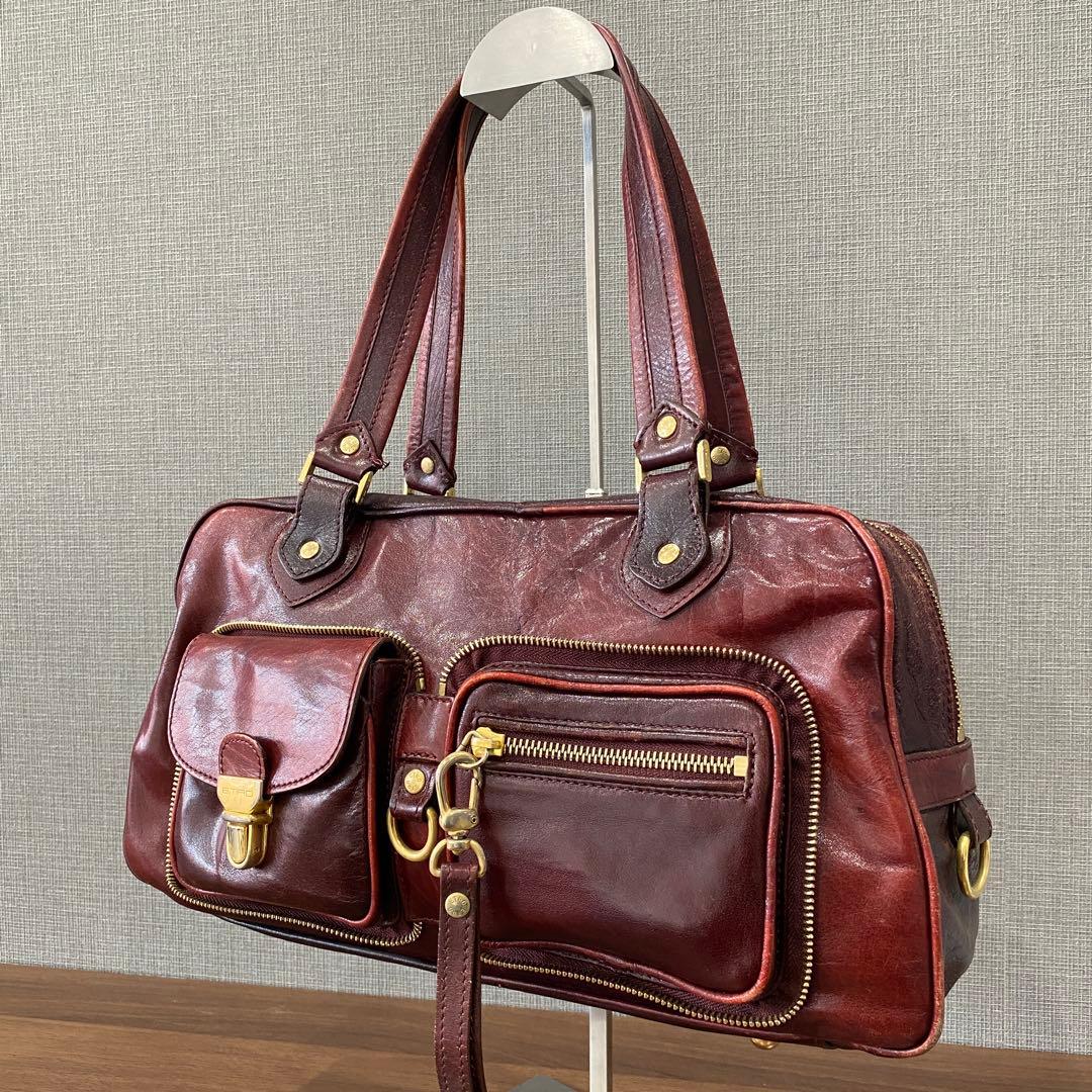 【ETRO】エトロ バーガンディ レザー ハンドバッグ