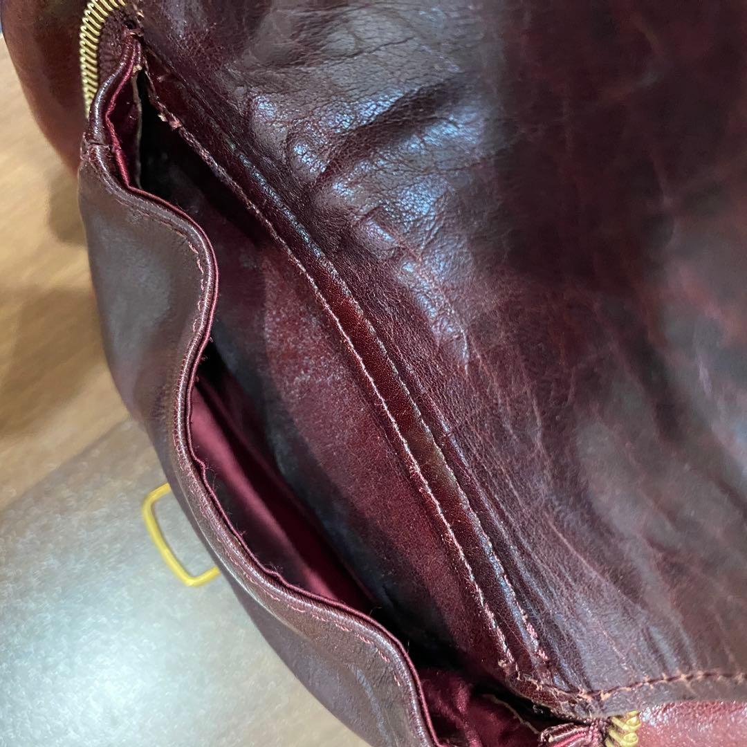 【ETRO】エトロ バーガンディ レザー ハンドバッグ