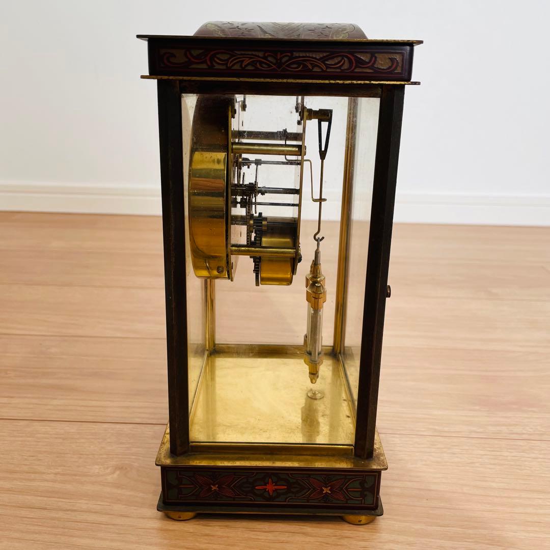 日本美術時計 置時計 Nマーク 四面ガラス ゼンマイ式 アンティーク 昭和レトロ