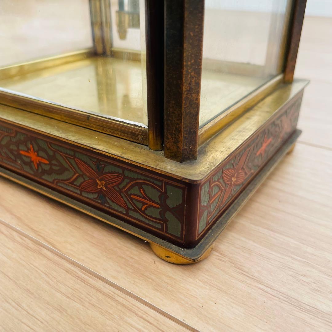 日本美術時計 置時計 Nマーク 四面ガラス ゼンマイ式 アンティーク 昭和レトロ