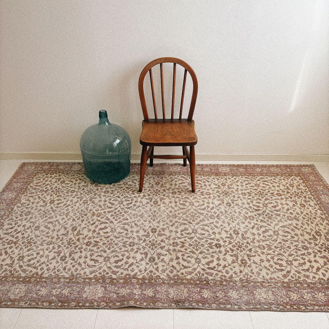 YUMMY vintage　トルコ　ヴィンテージラグ　ブラウン　パープル