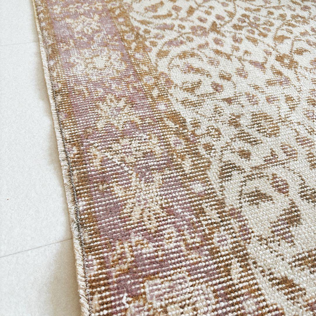 YUMMY vintage　トルコ　ヴィンテージラグ　ブラウン　パープル