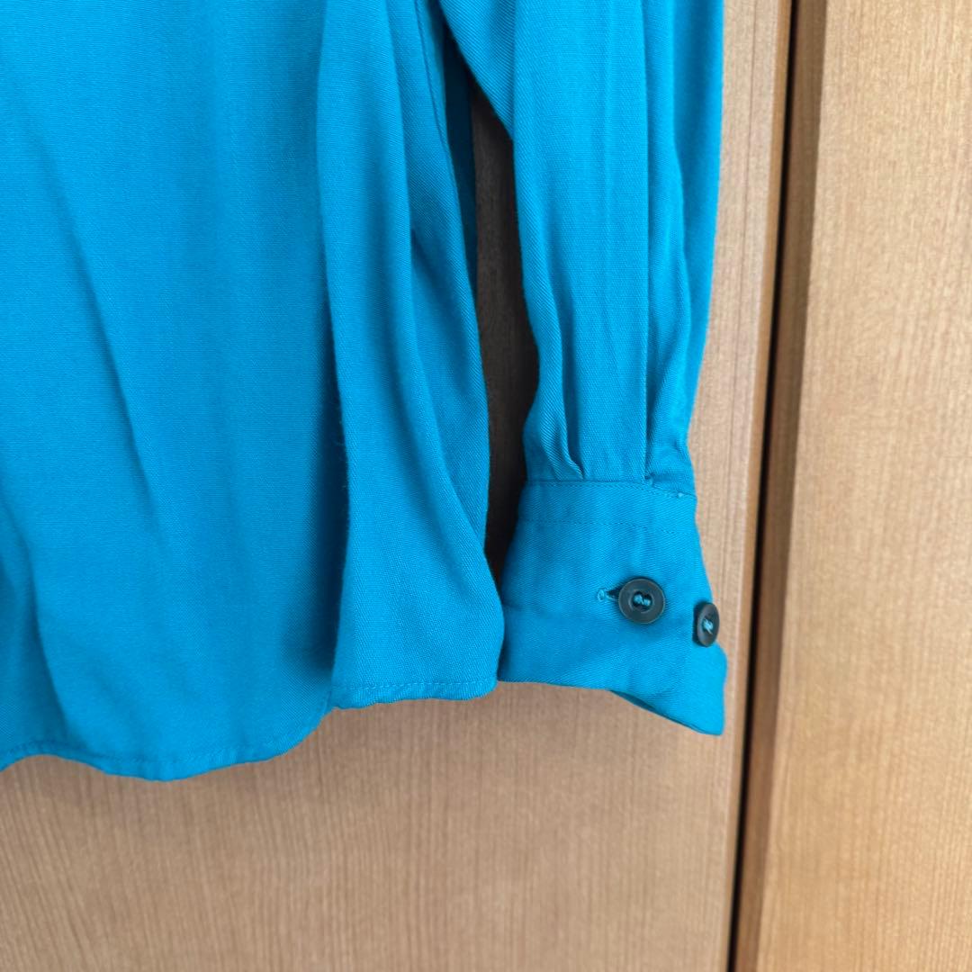 50s 長袖 レーヨン ボーリングシャツ チェーンステッチ アメ車