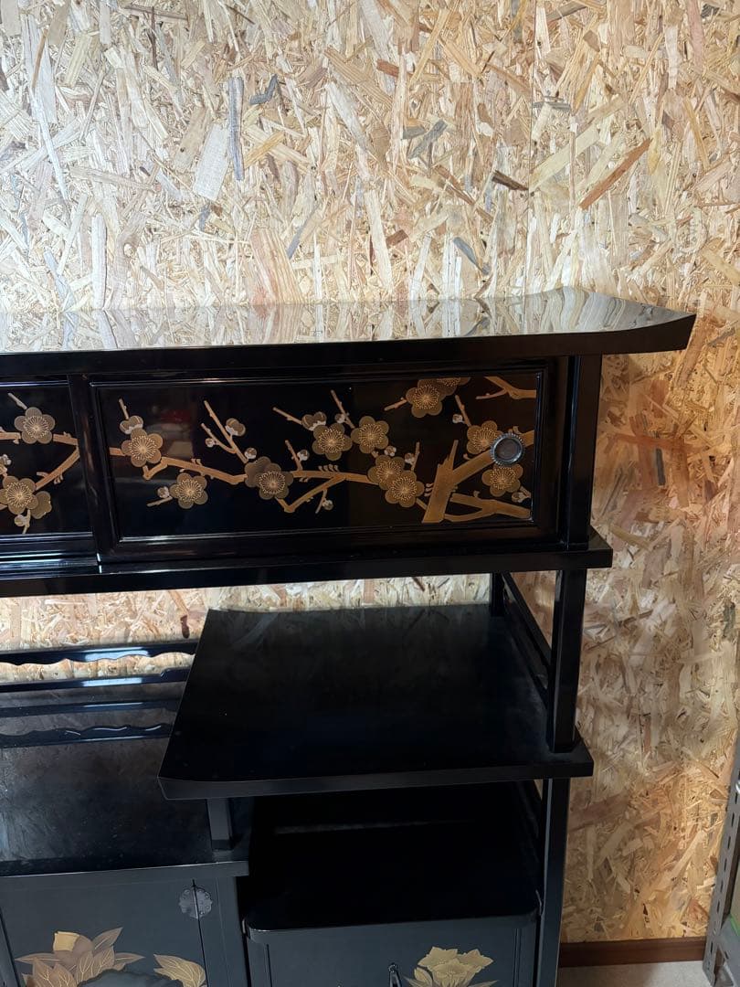 セール　井波唯志　輪島塗　梨地　蒔絵　牡丹　茶棚　金蒔絵　細密　螺鈿　日展作家