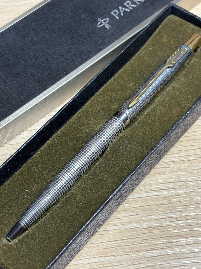 米国ヴィンテージPARKERパーカー純銀製シズレ スターリングボールペン未使用品