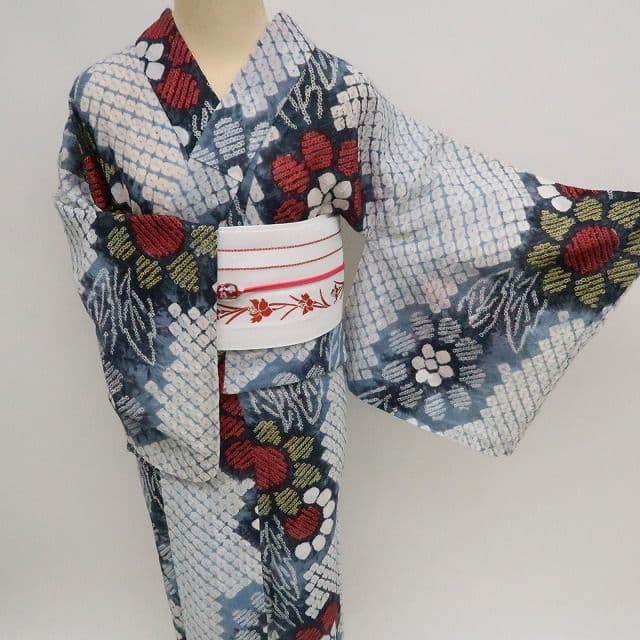 m1903＊有松鳴海絞り 夏着物 綿 手縫い仕立て 居敷当て付き 高級浴衣
