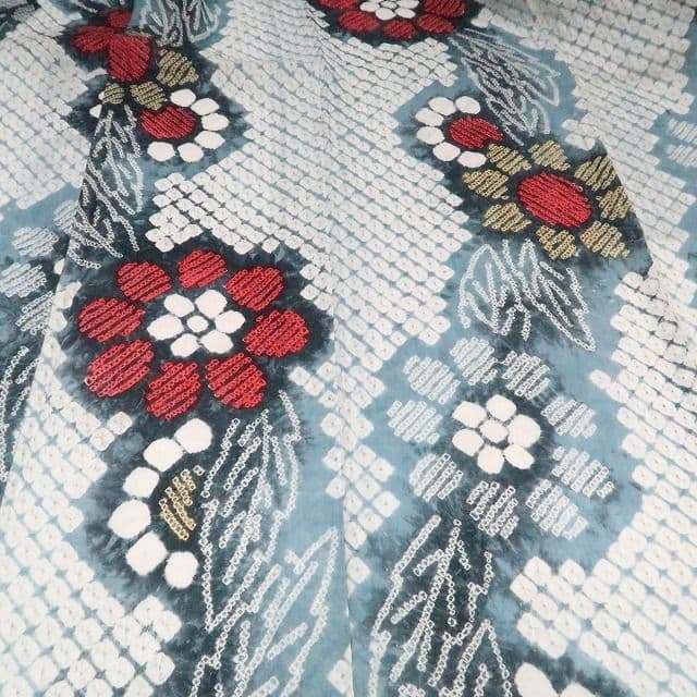 m1903＊有松鳴海絞り 夏着物 綿 手縫い仕立て 居敷当て付き 高級浴衣