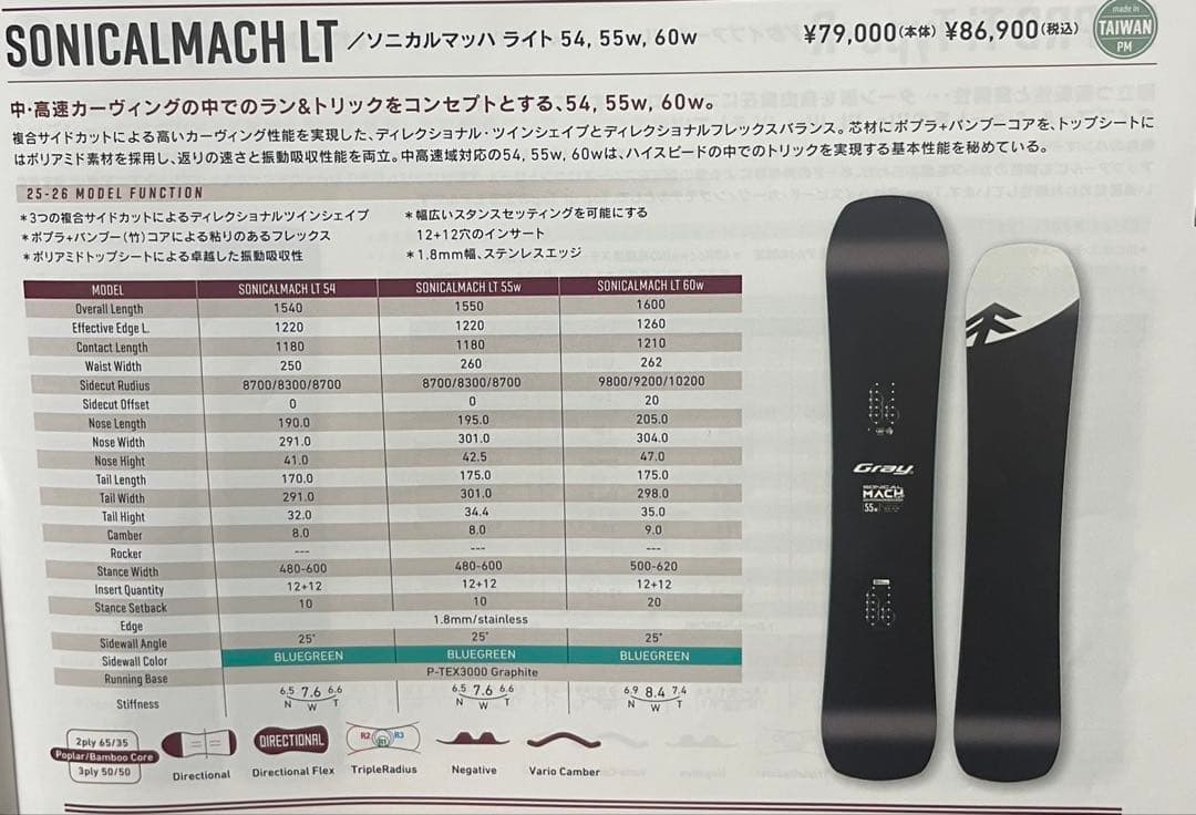 Gray Sonicalmach LT スノーボード 55w